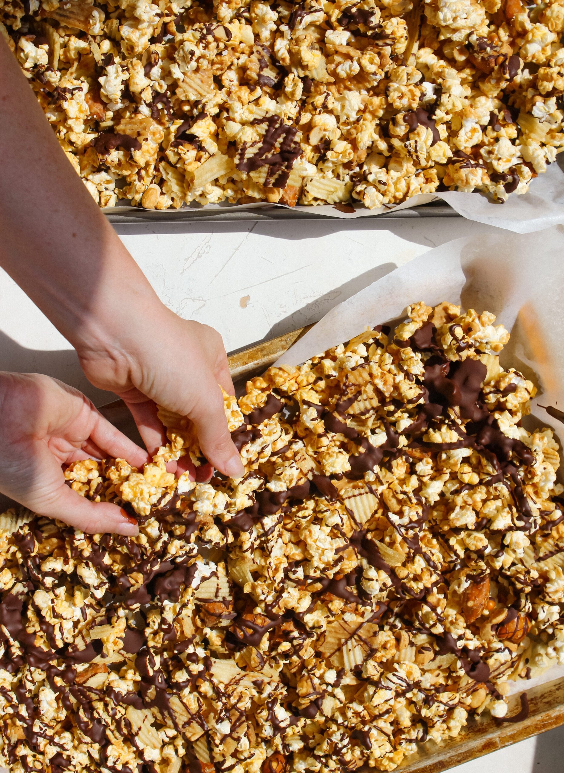 Chocolate Peanut Butter Popcorn Snack Mix