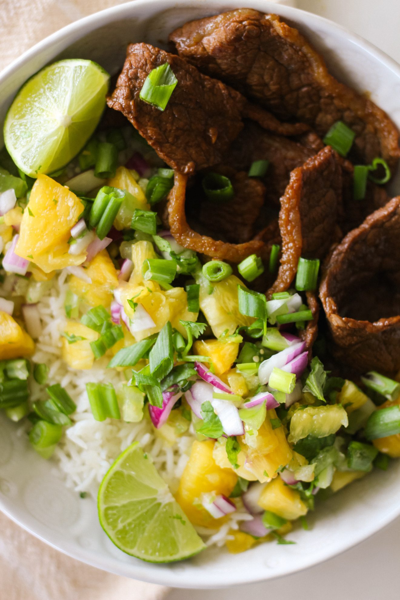 Tropical Pineapple Beef and Rice Bowl