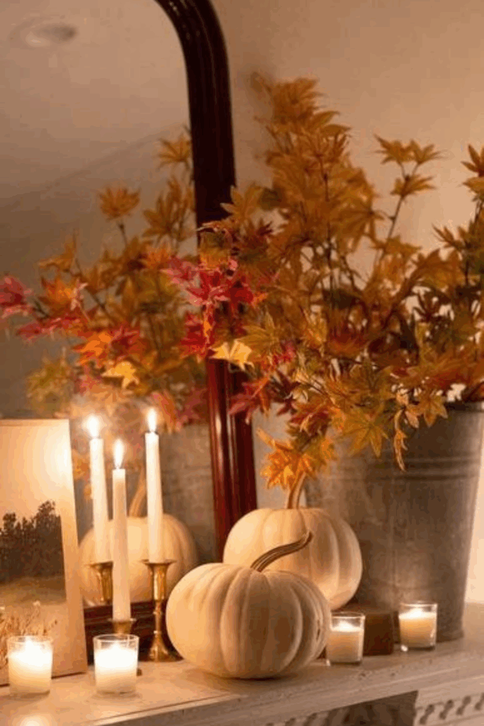 autumn fireplace mantel decor ideas