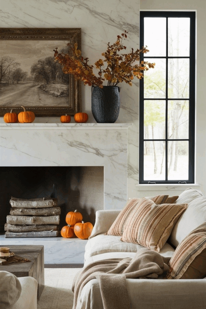 autumn fireplace mantel decor ideas