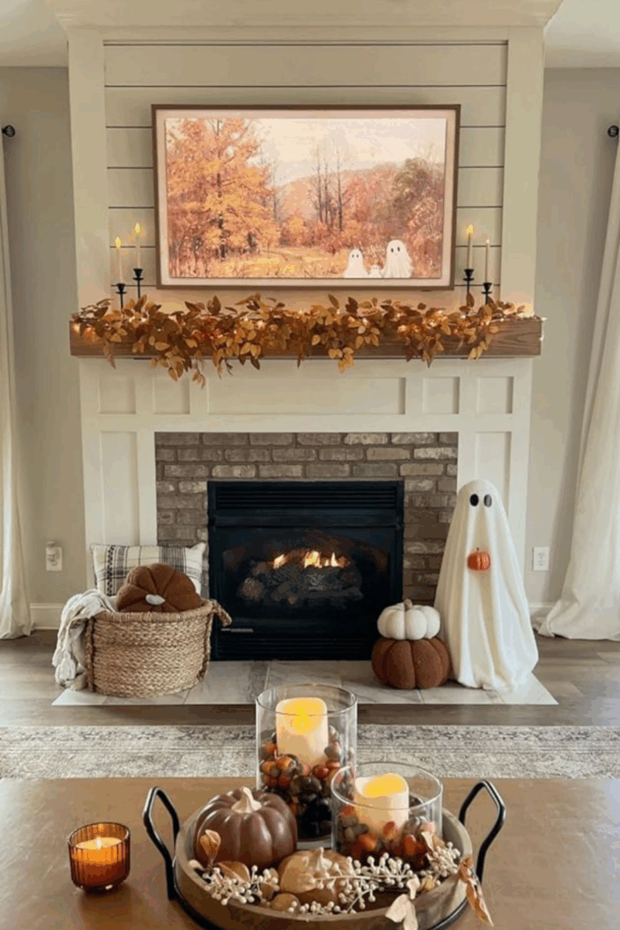 autumn fireplace mantel decor ideas
