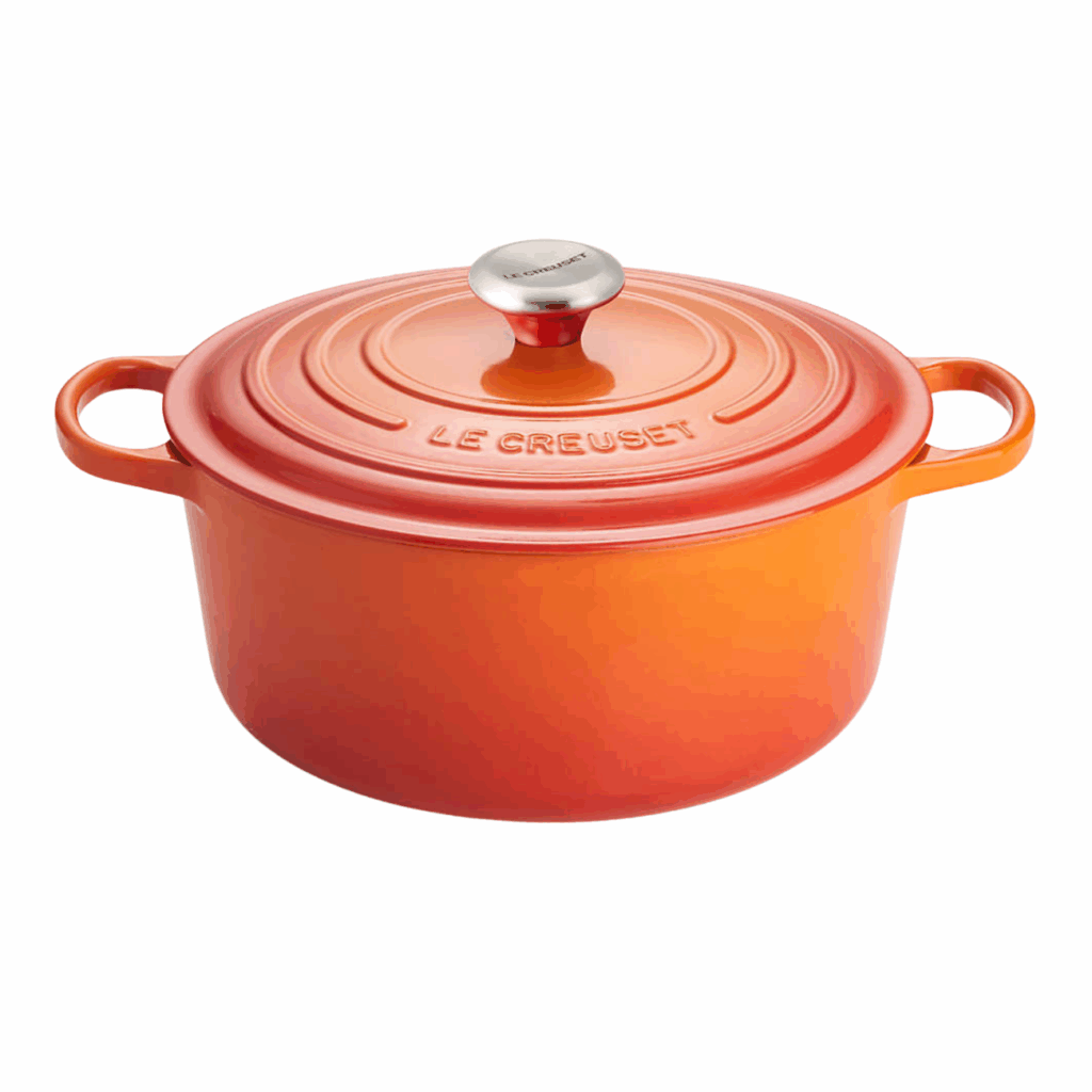 le cruset dutch oven in flame