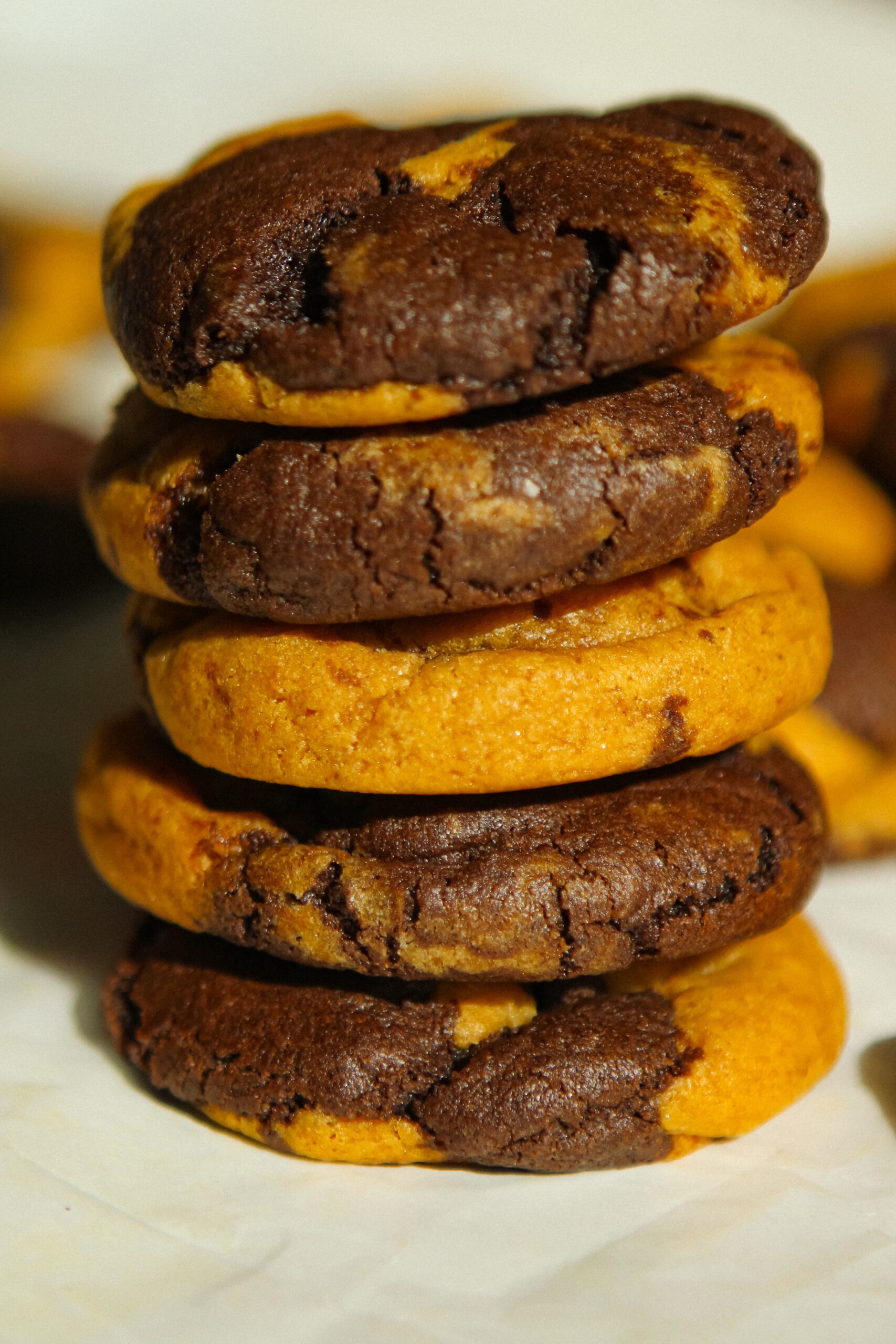 pumpkin spice latte cookies made with a pumpkin and chocolate espresso dough