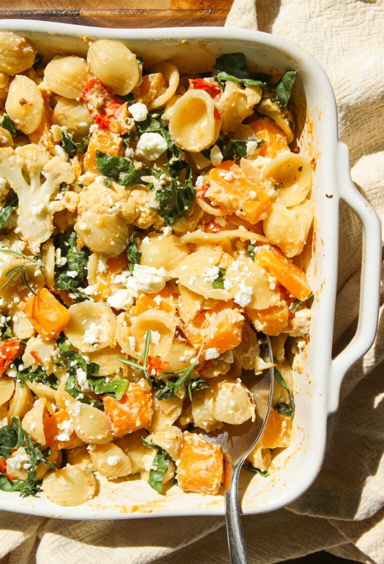 butternut squash baked feta pasta dish, viral tiktok feta pasta