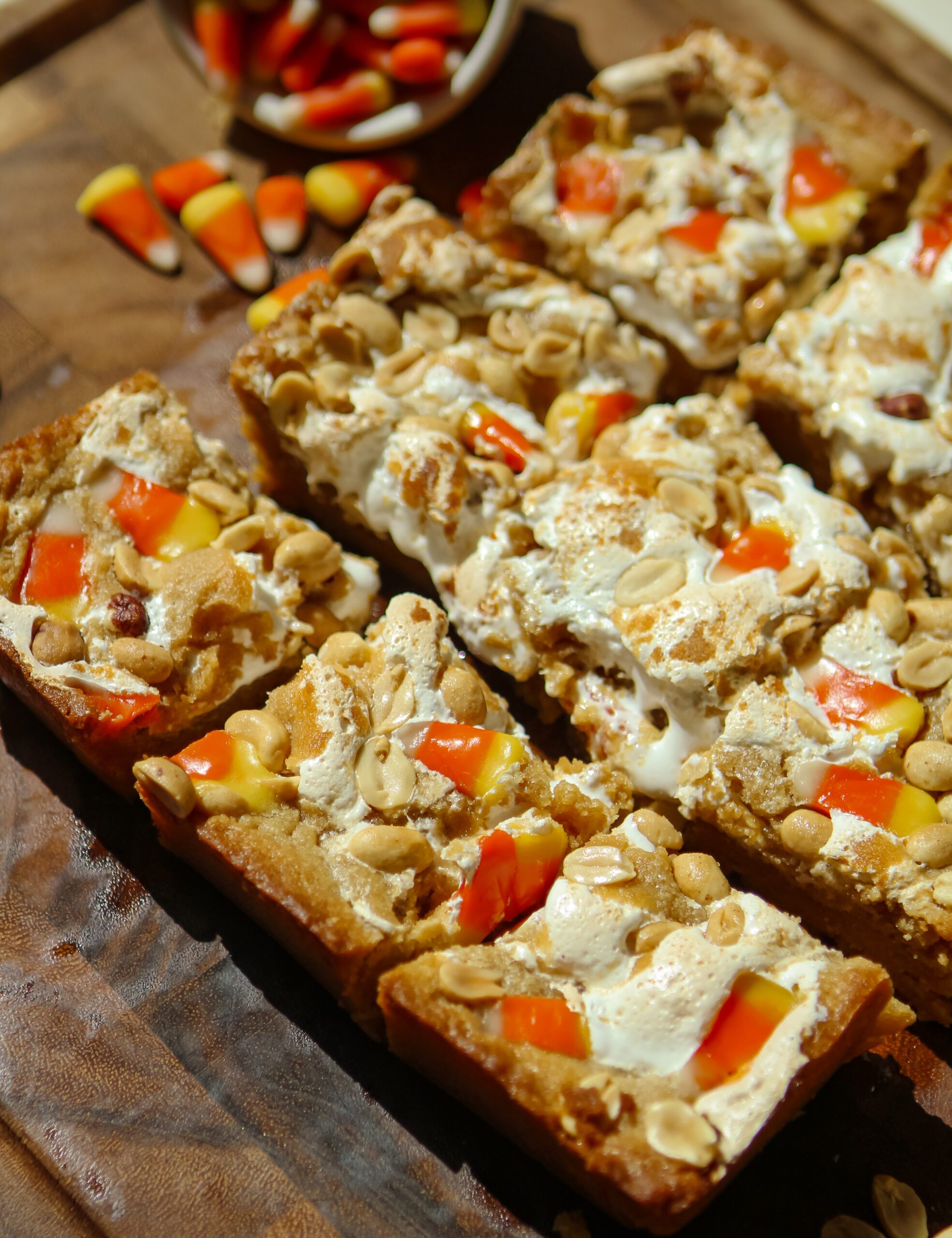 candy corn peanut butter fluff blondies