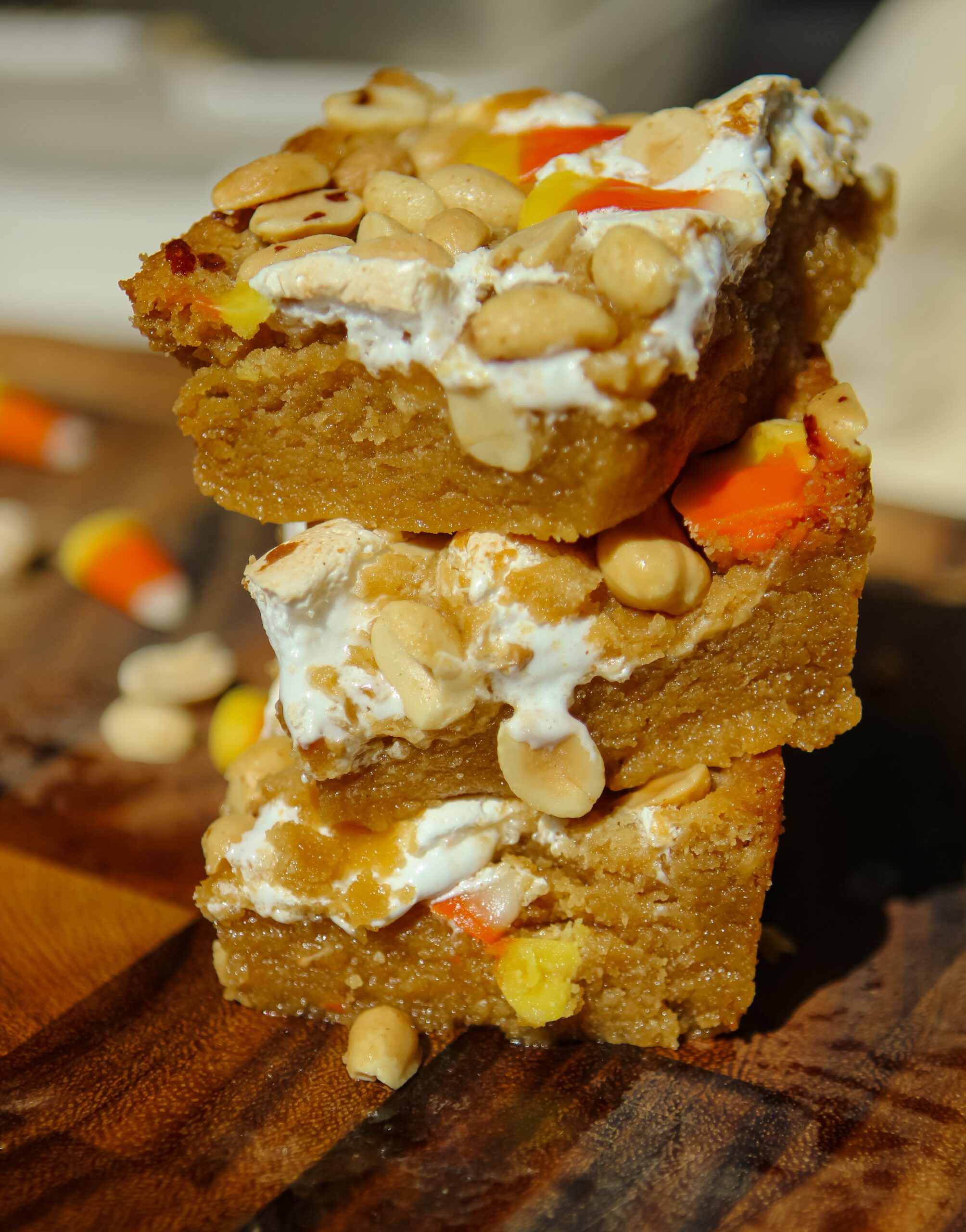 candy corn peanut butter fluff blondies