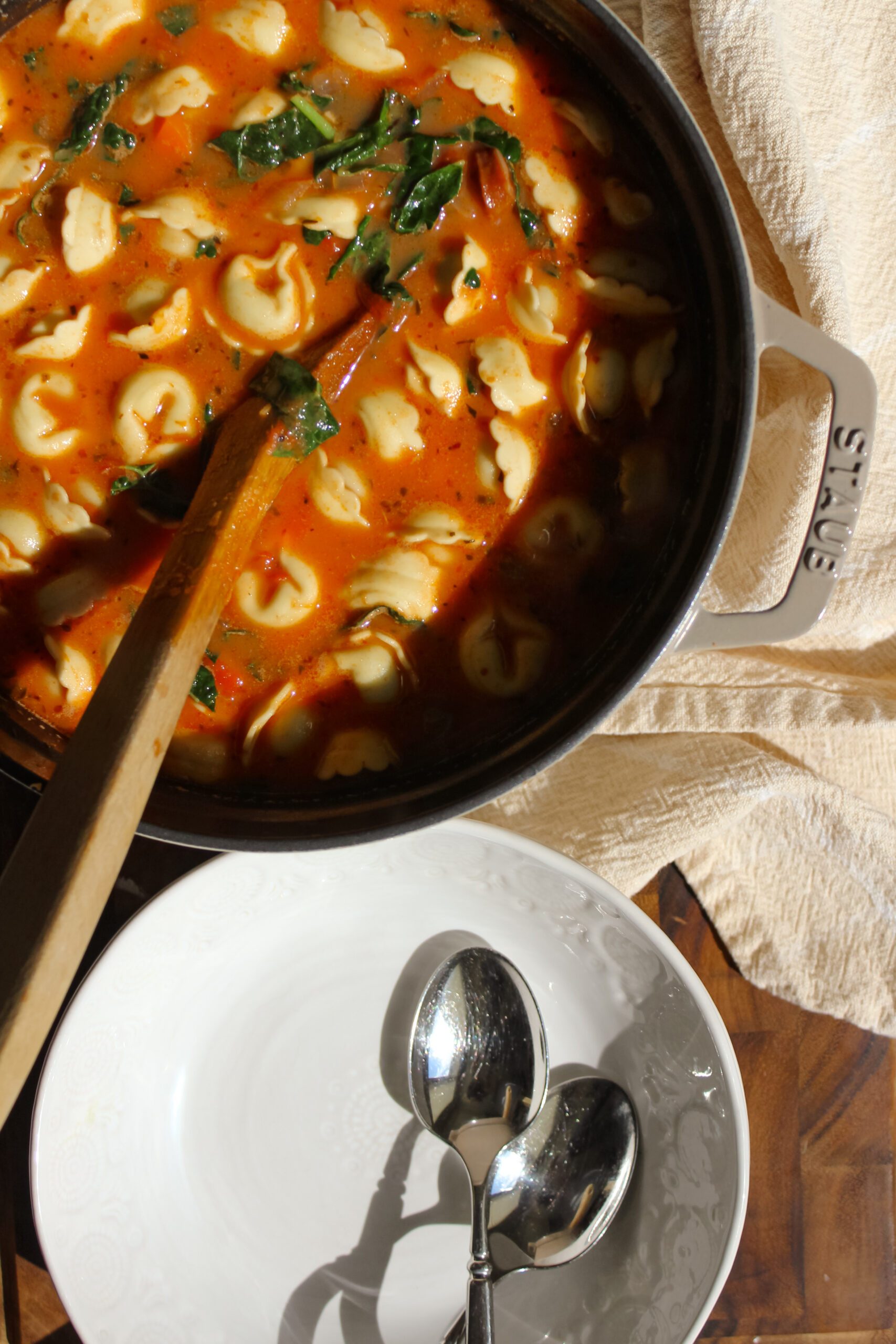 smokey sausage and tortellini soup