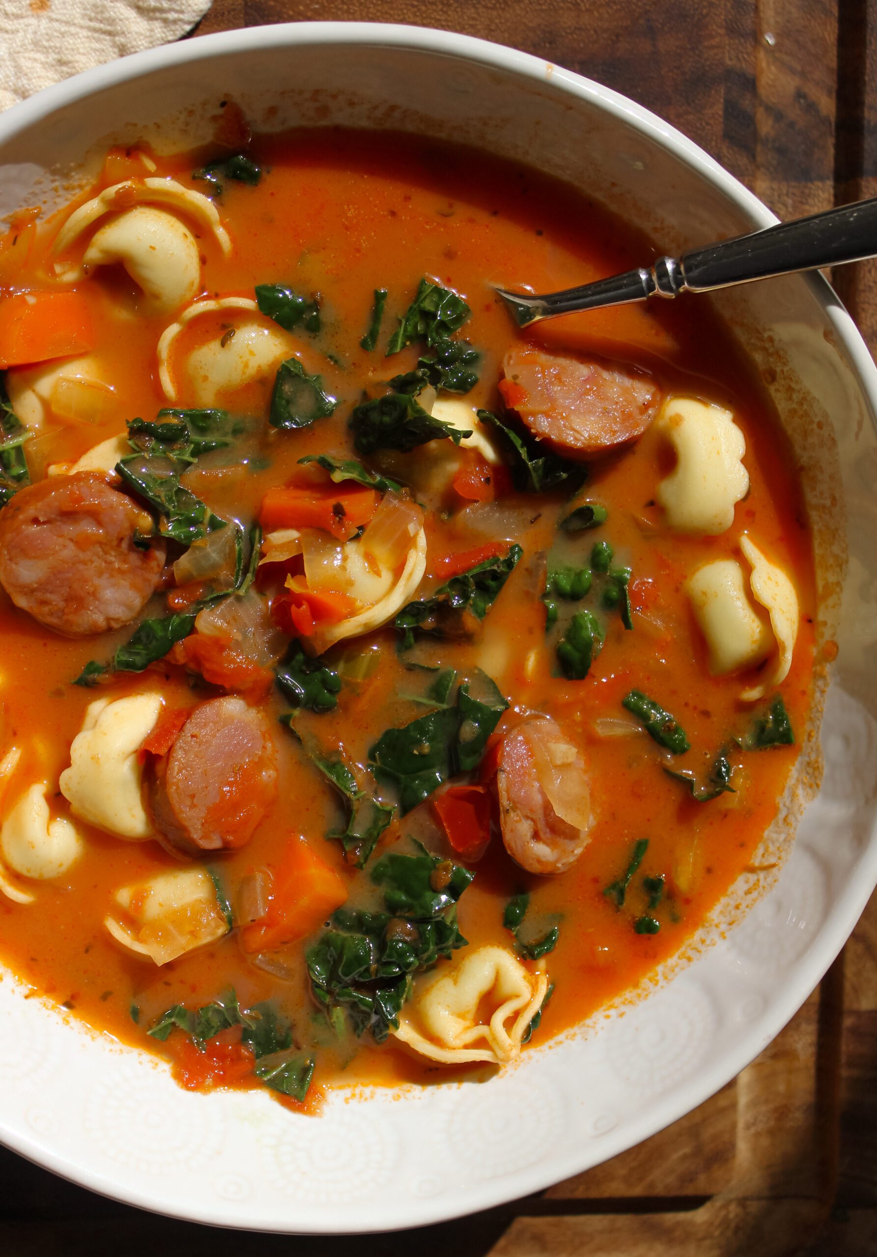 smokey sausage and tortellini soup