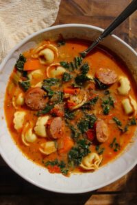 smokey sausage and tortellini soup