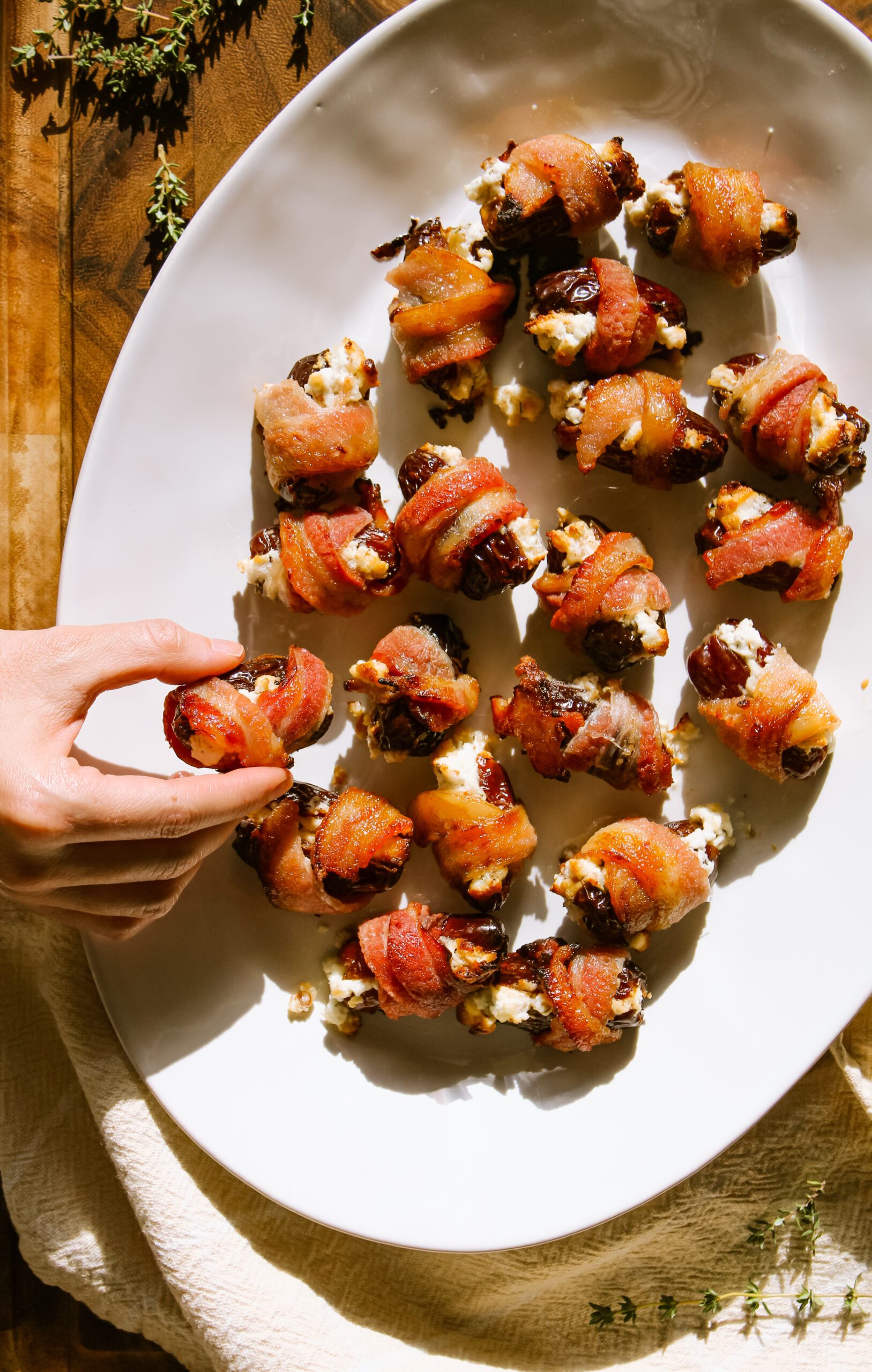 bacon-wrapped goat cheese stuffed dates
