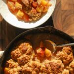 Red Plum Cobbler with Irish Soda Bread Scone Topping