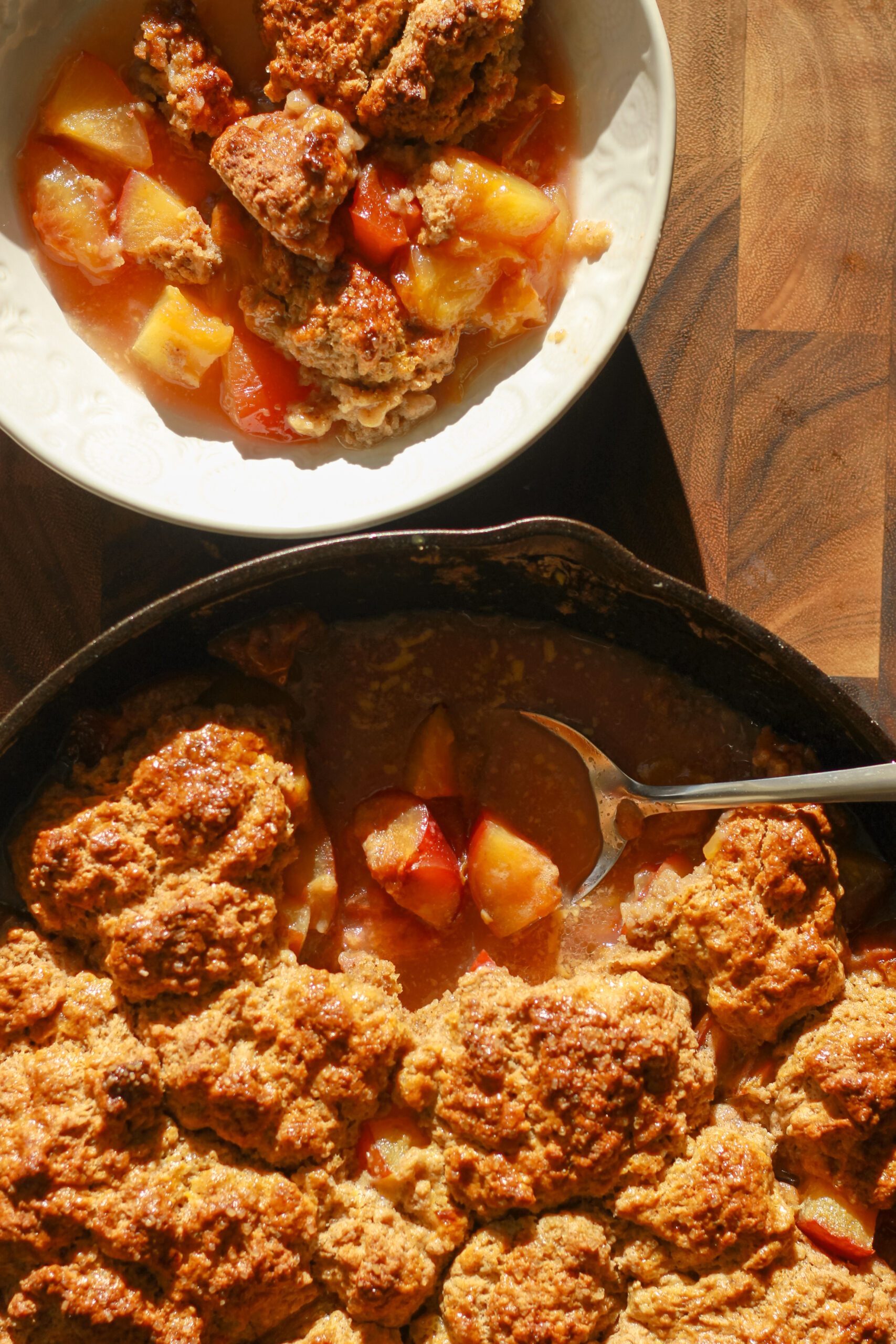 Red Plum Cobbler with Irish Soda Bread Scone Topping