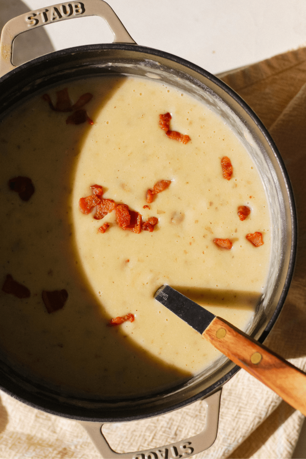 Smoked Cheddar Potato Bacon Soup
