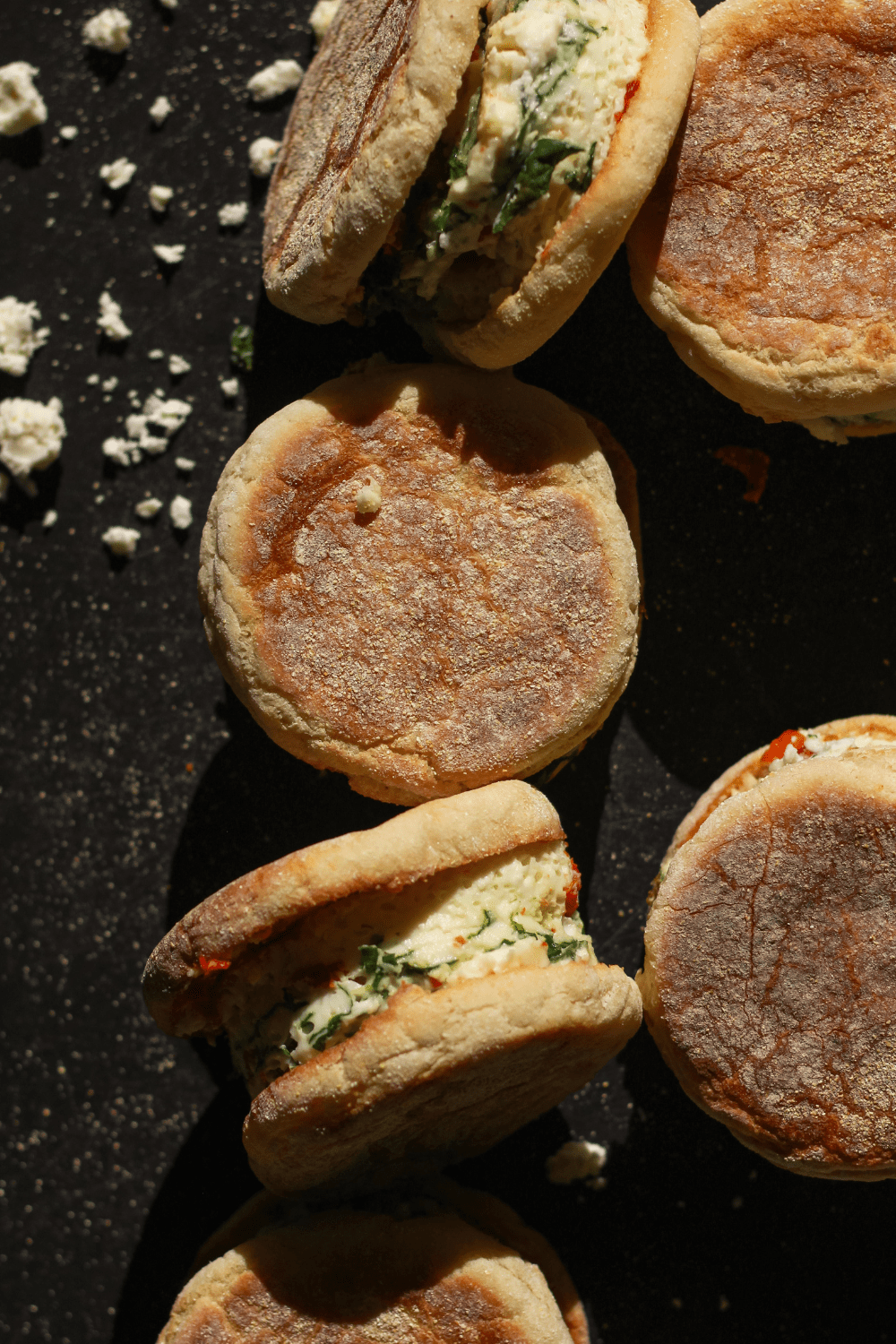 Spinach Feta Egg White English Muffin Sandwiches