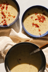 Smoked Cheddar Potato Bacon Soup