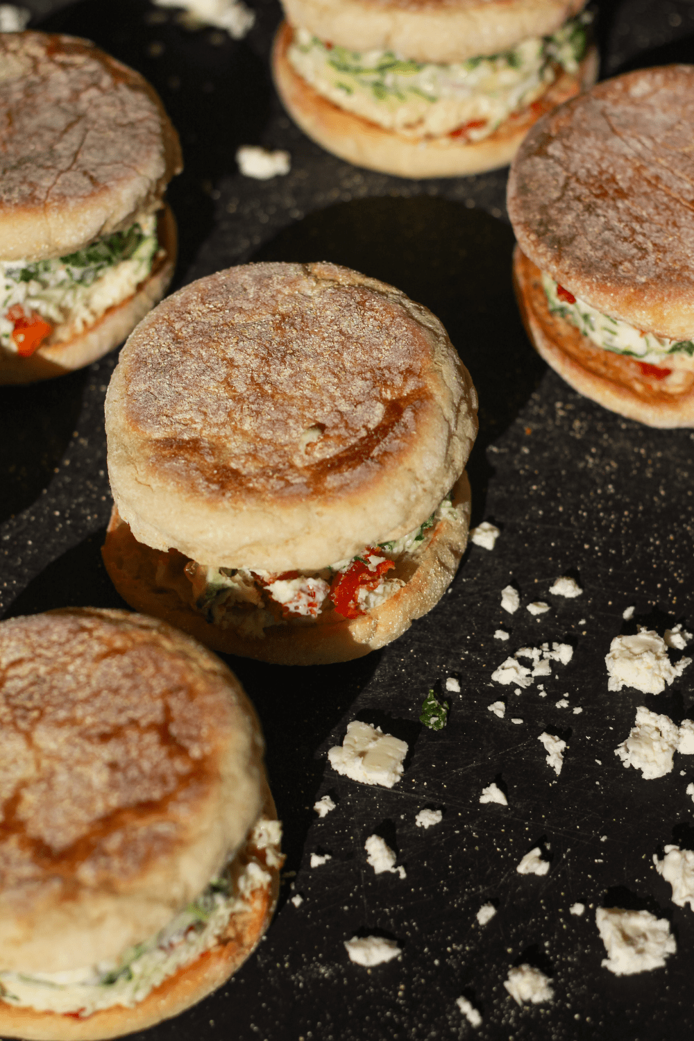 Spinach Feta Egg White English Muffin Sandwiches