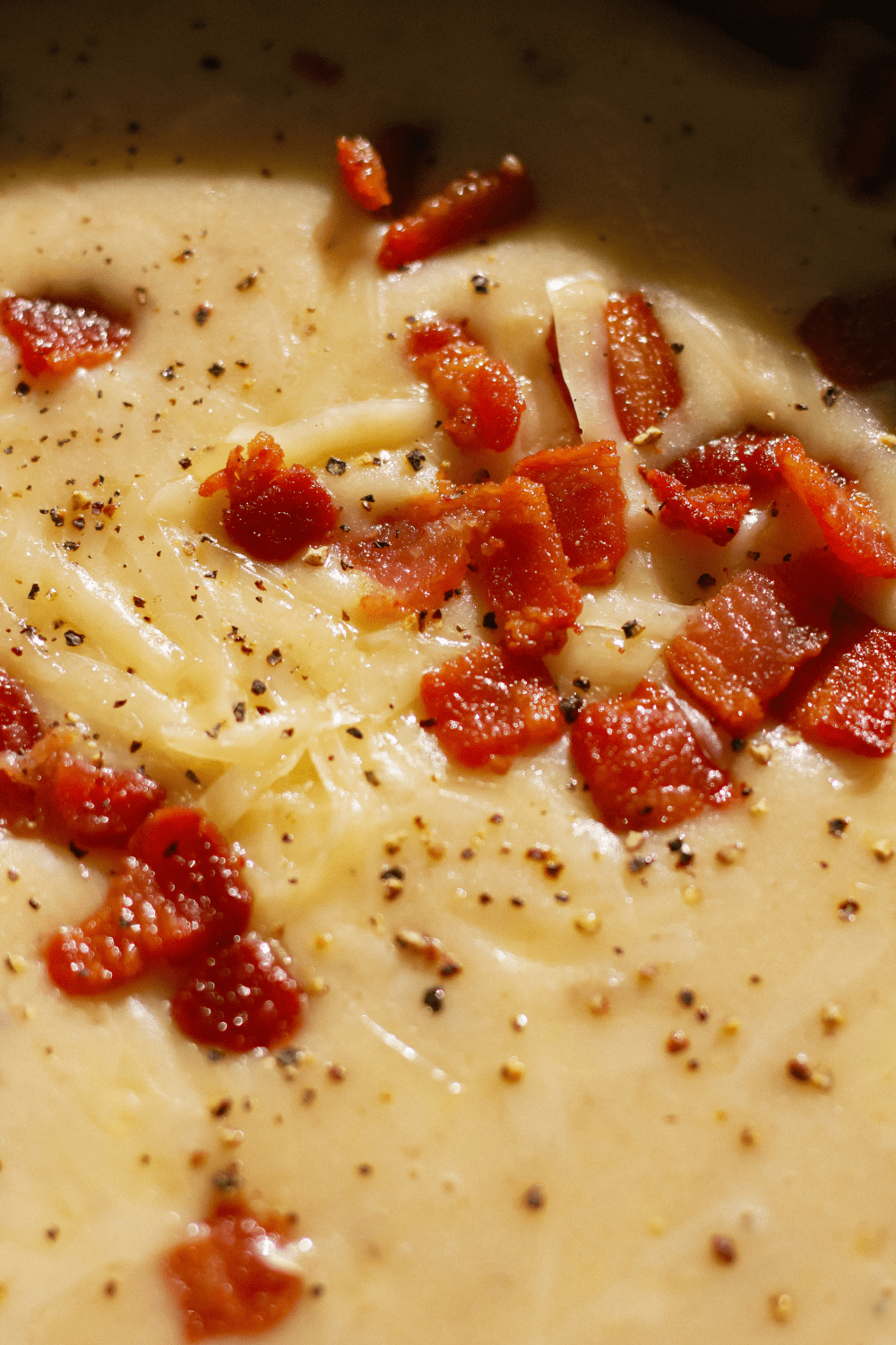 Smoked Cheddar Potato Bacon Soup
