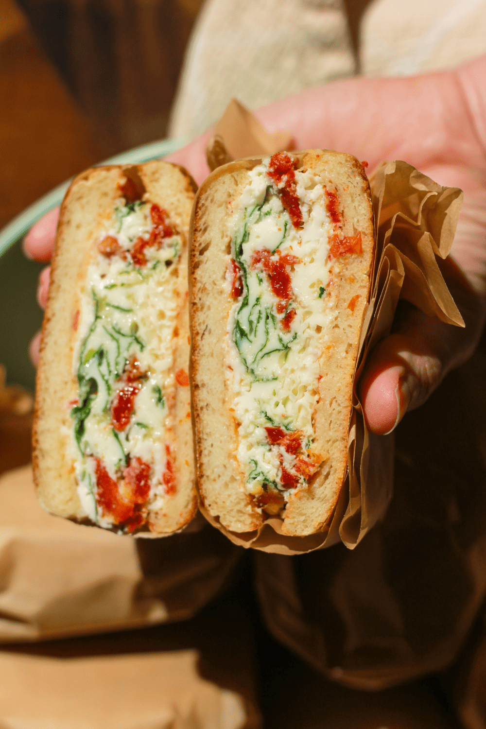 Spinach Feta Egg White English Muffin Sandwiches