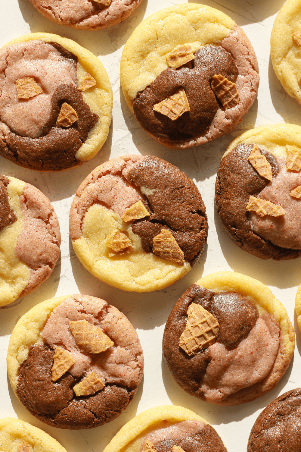 Neapolitan Ice Cream Cone Cookies
