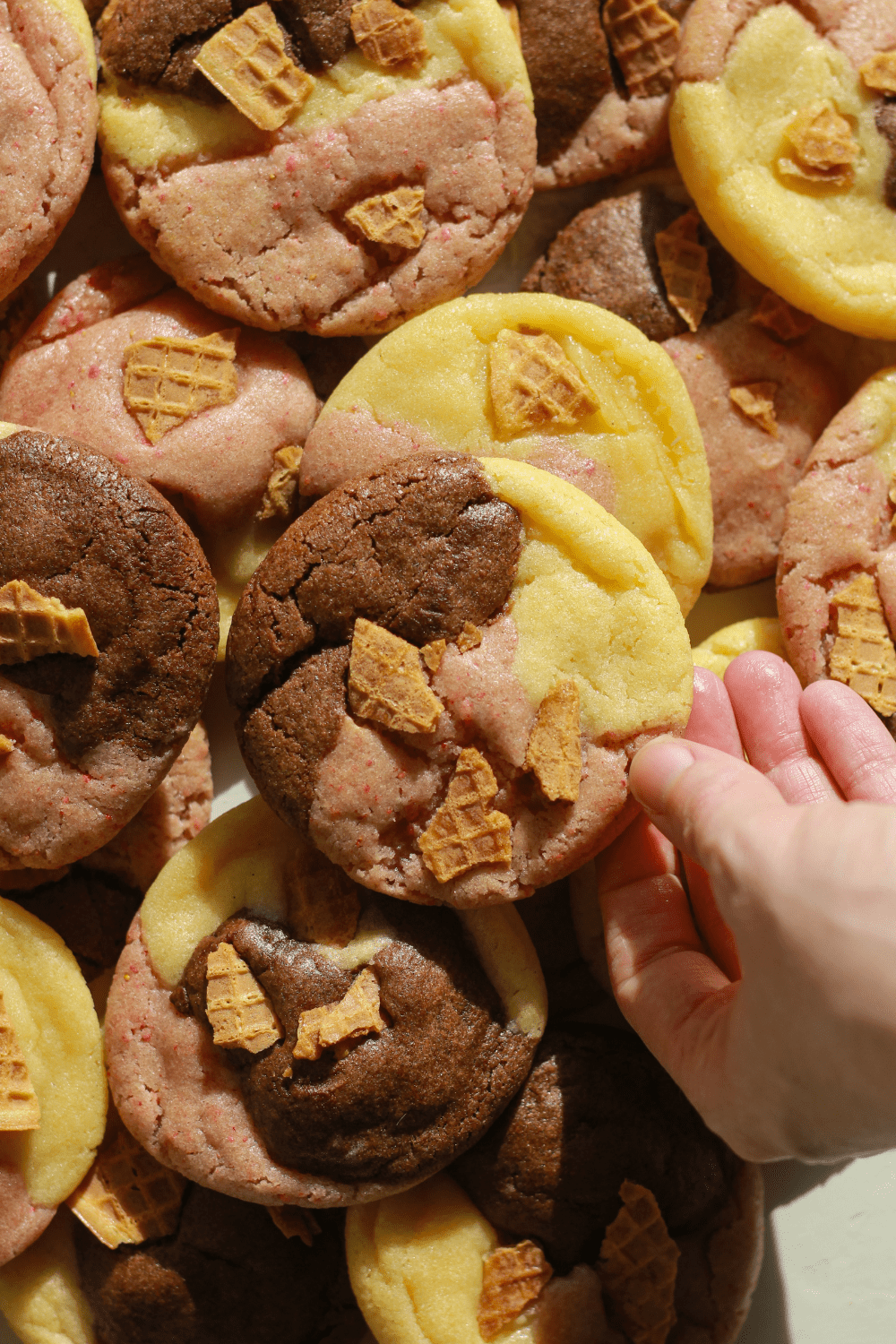 Neapolitan Ice Cream Cone Cookies
