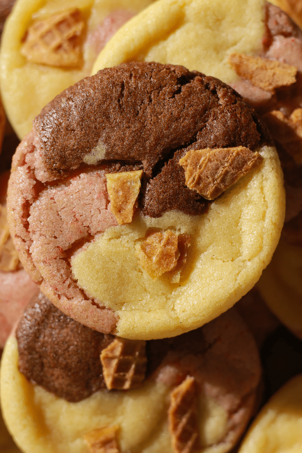 Neapolitan Ice Cream Cone Cookies
