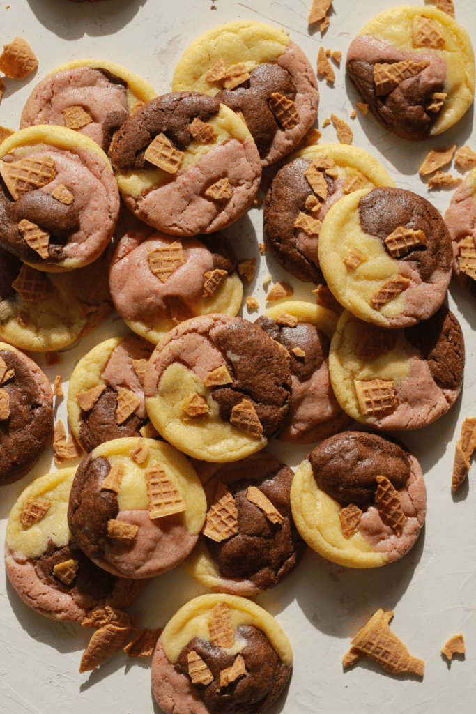 Neapolitan Ice Cream Cone Cookies