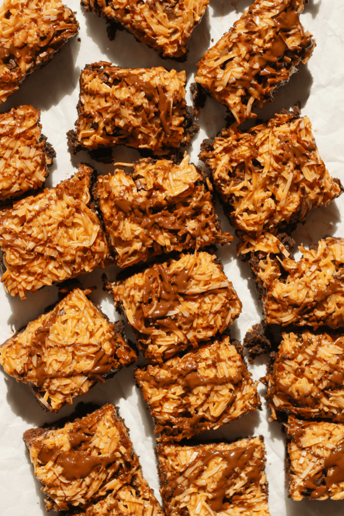 toasted coconut caramel brownies