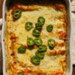 white and green chicken enchiladas