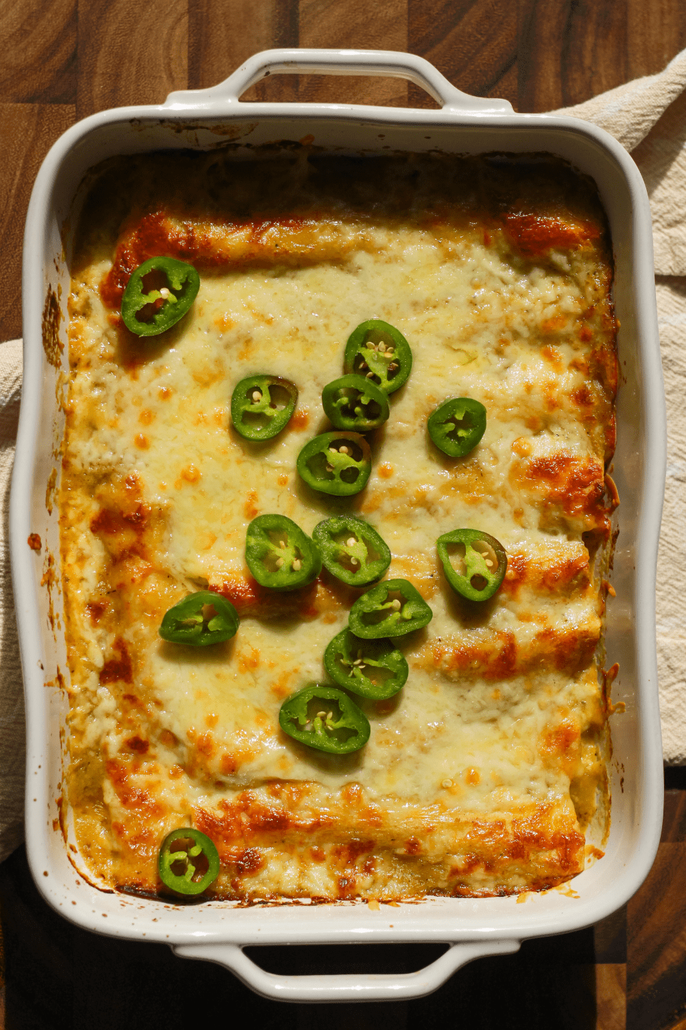 white and green chicken enchiladas