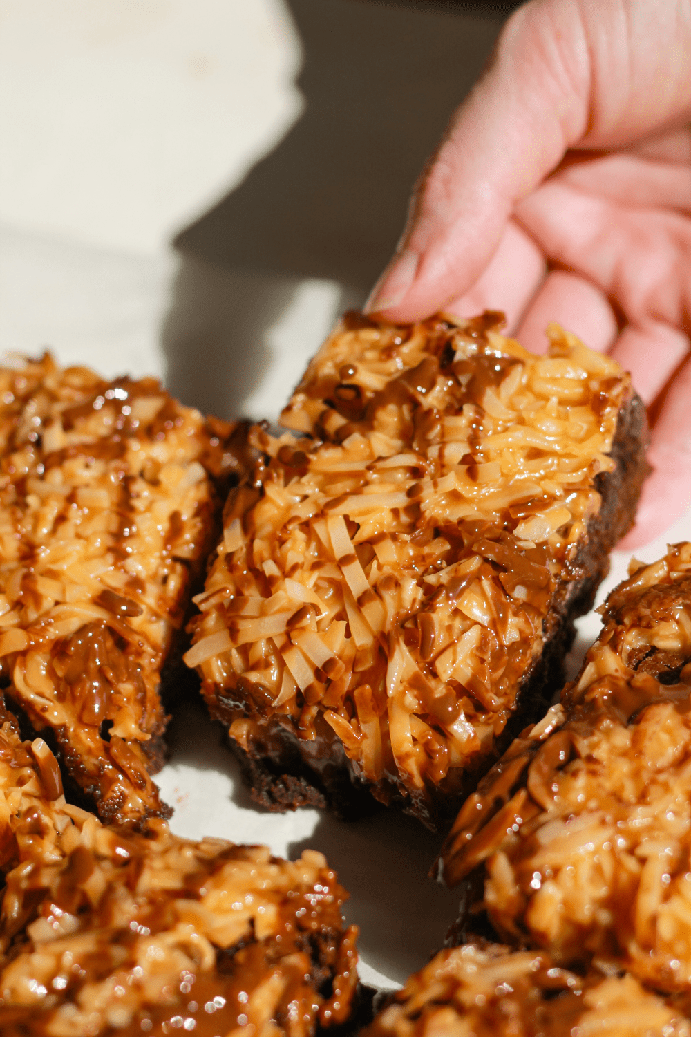 toasted coconut caramel brownies