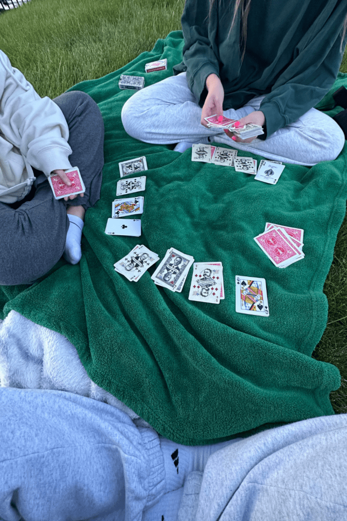 girls' game night, playing cards