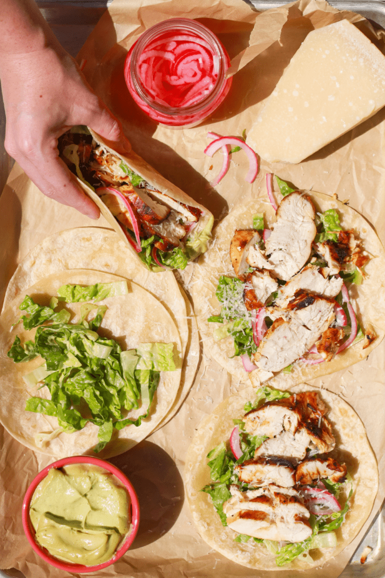 chicken caesar tacos
