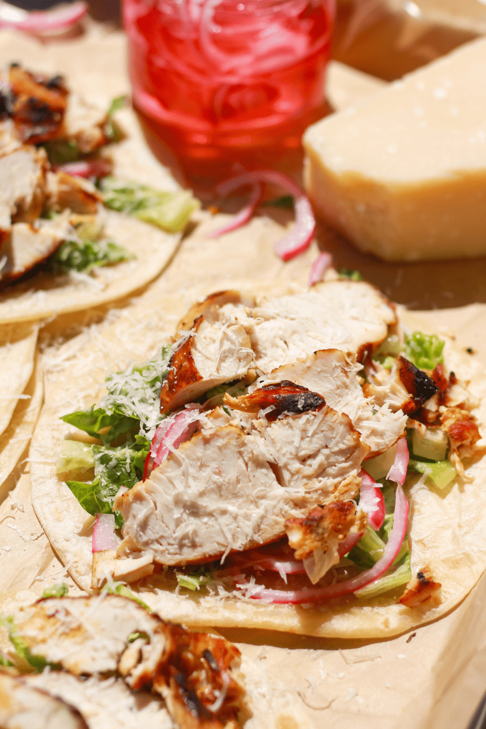 chicken caesar tacos
