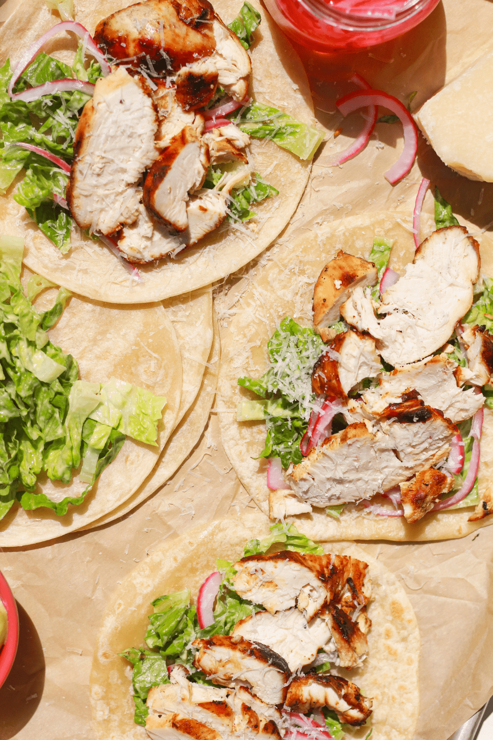 chicken caesar tacos