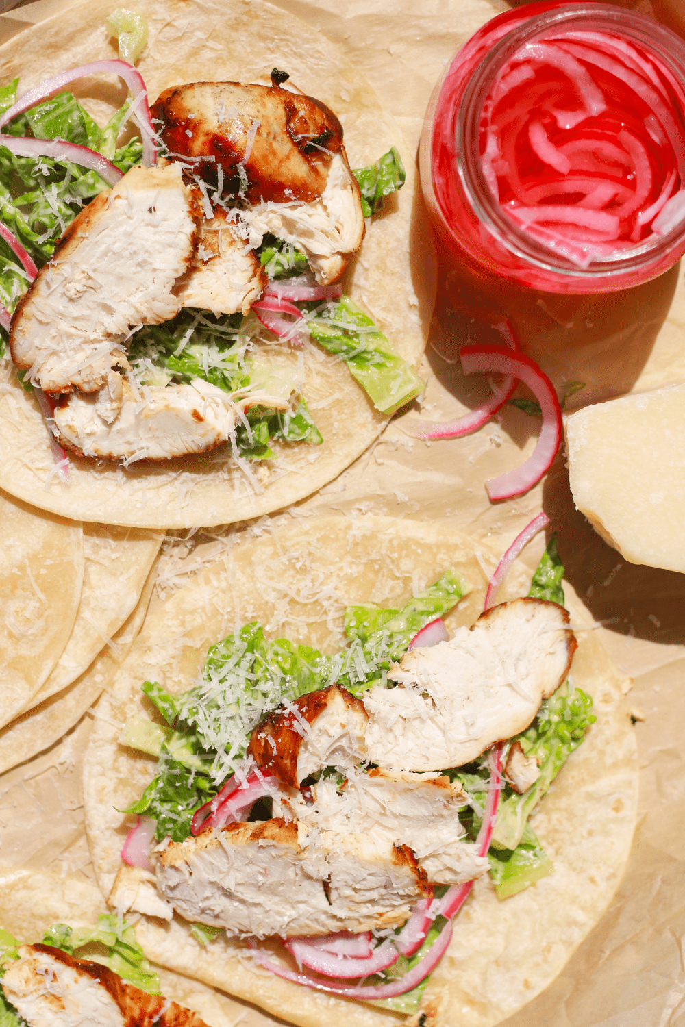 chicken caesar tacos