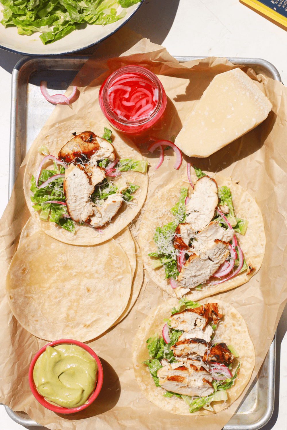 chicken caesar tacos