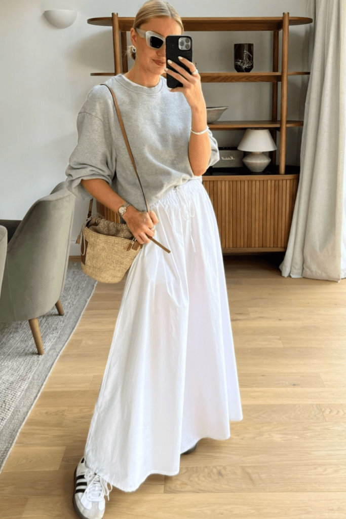 chic white maxi skirt outfits for summer