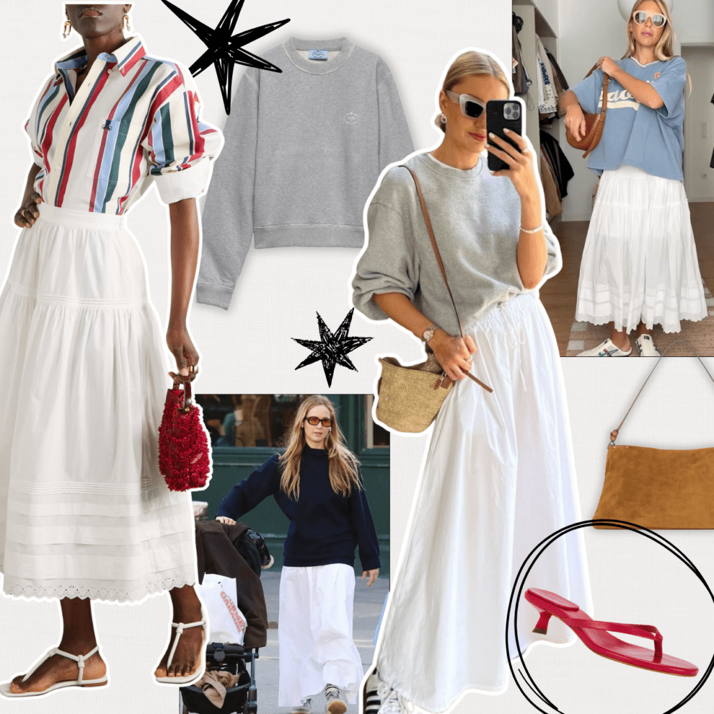 chic white maxi skirt outfits for summer