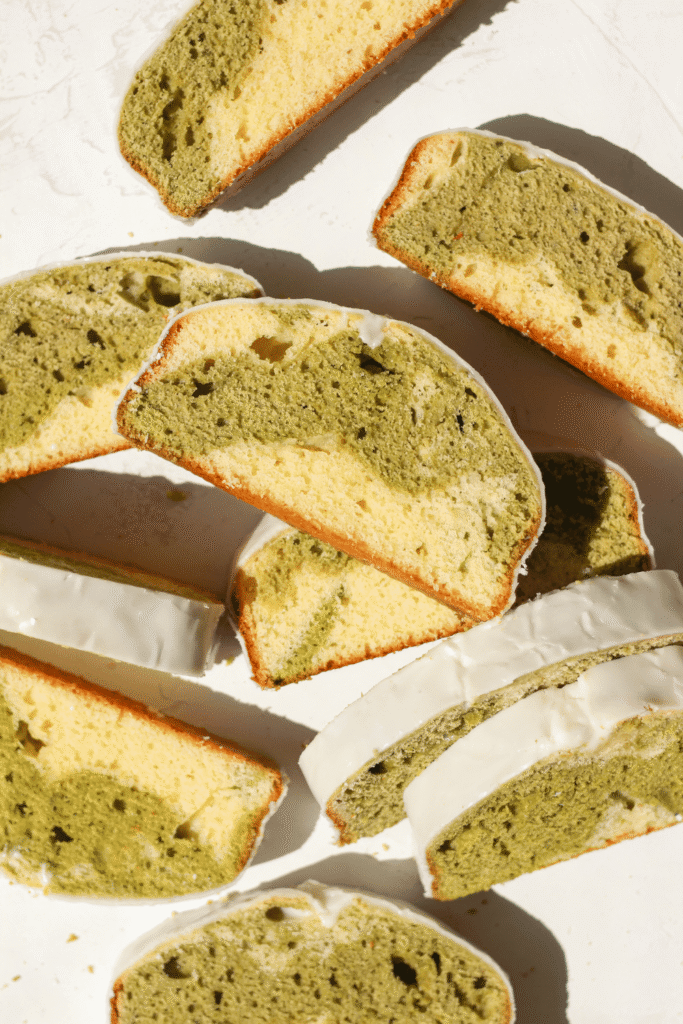 matcha marble loaf cake