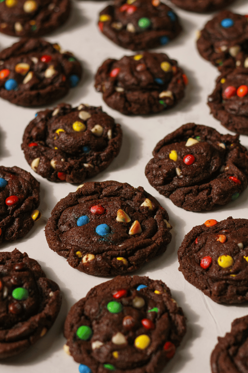 fudgy chocolate M&M cookies