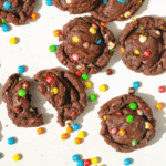fudgy chocolate M&M cookies
