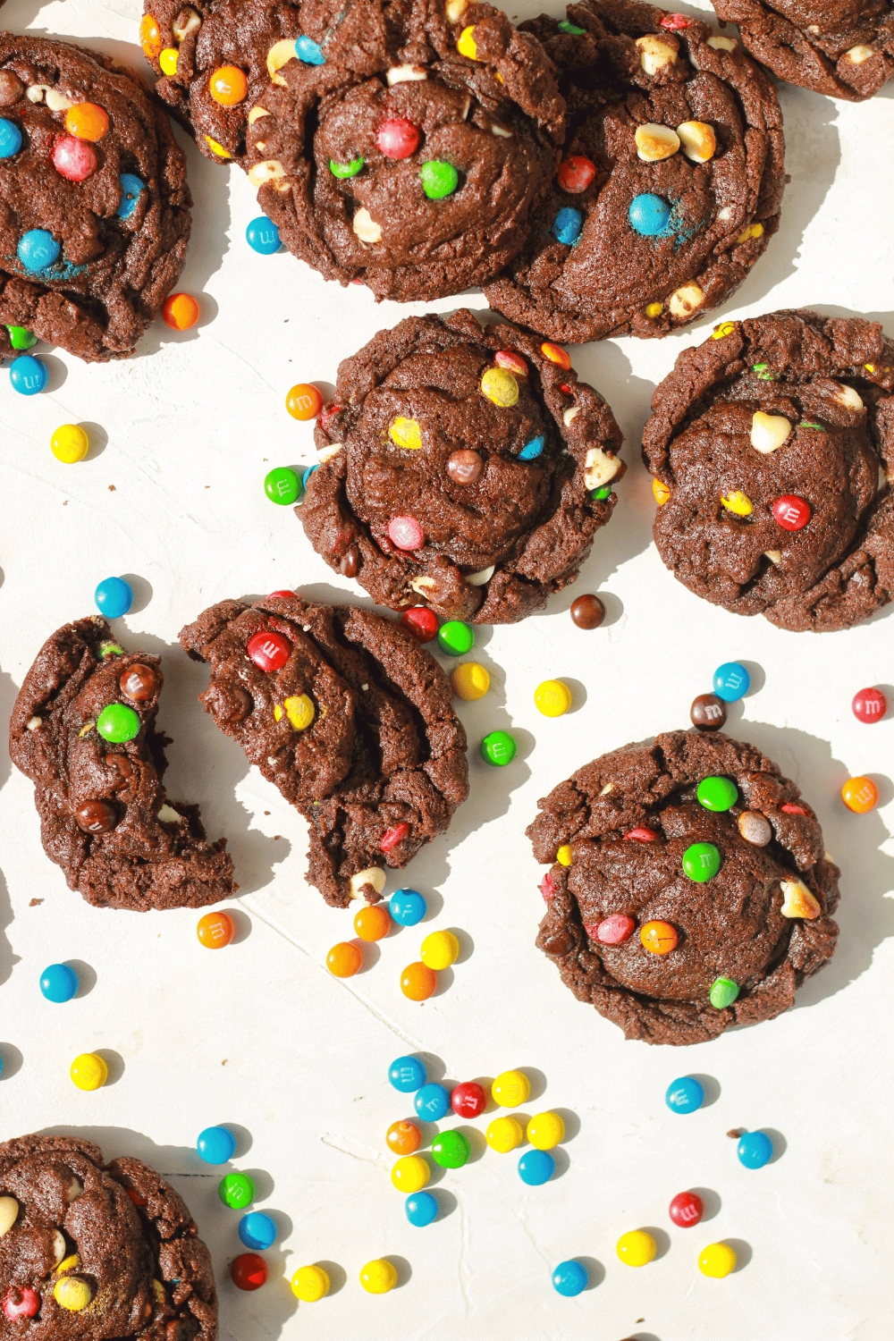 fudgy chocolate M&M cookies