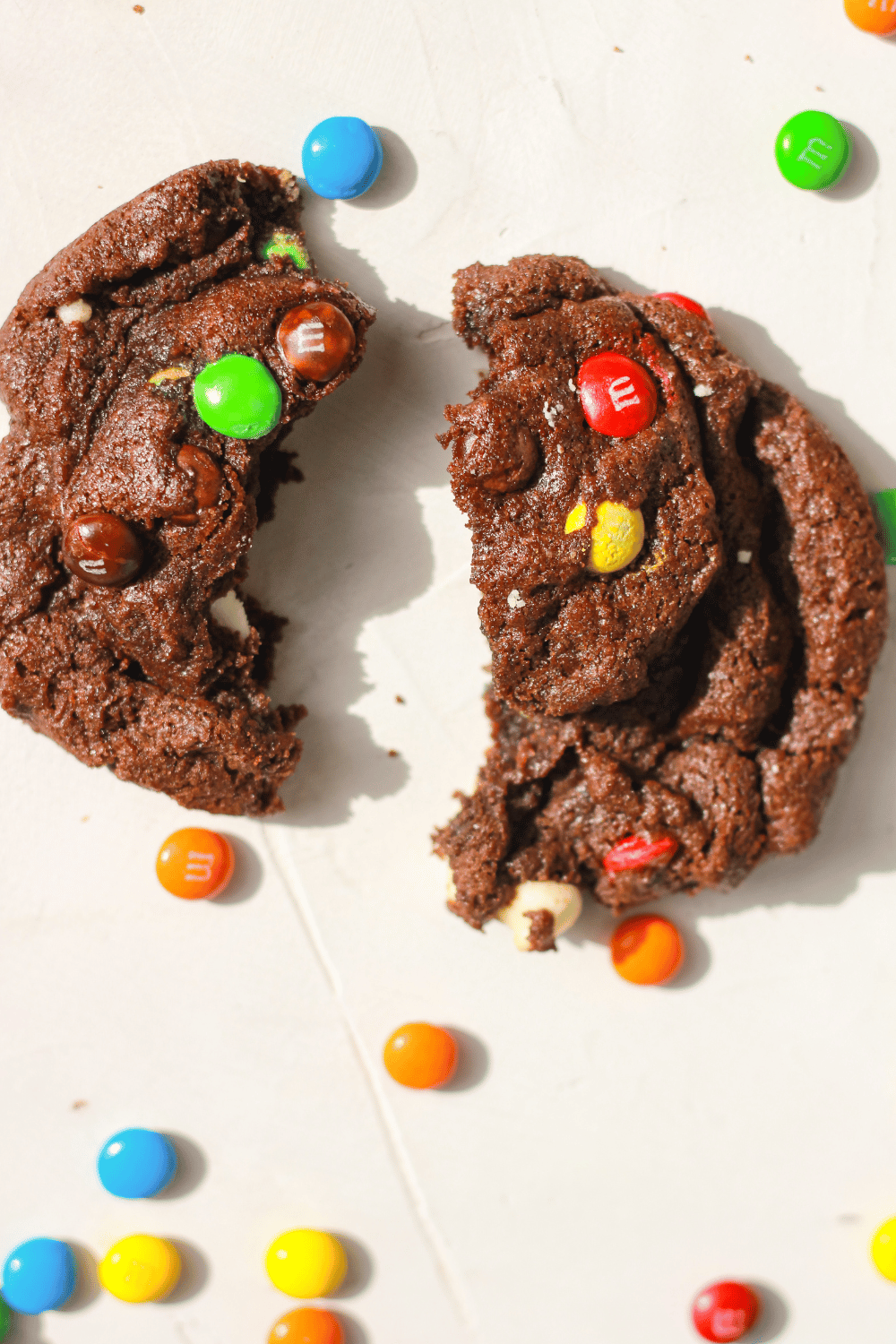 fudgy chocolate M&M cookies