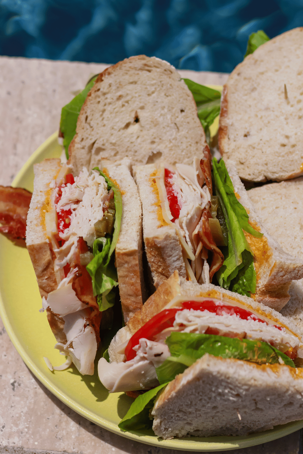 poolside turkey club sandwich