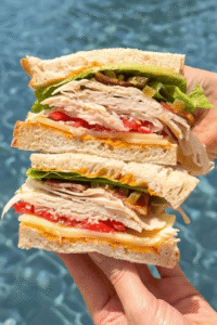 poolside turkey club sandwich