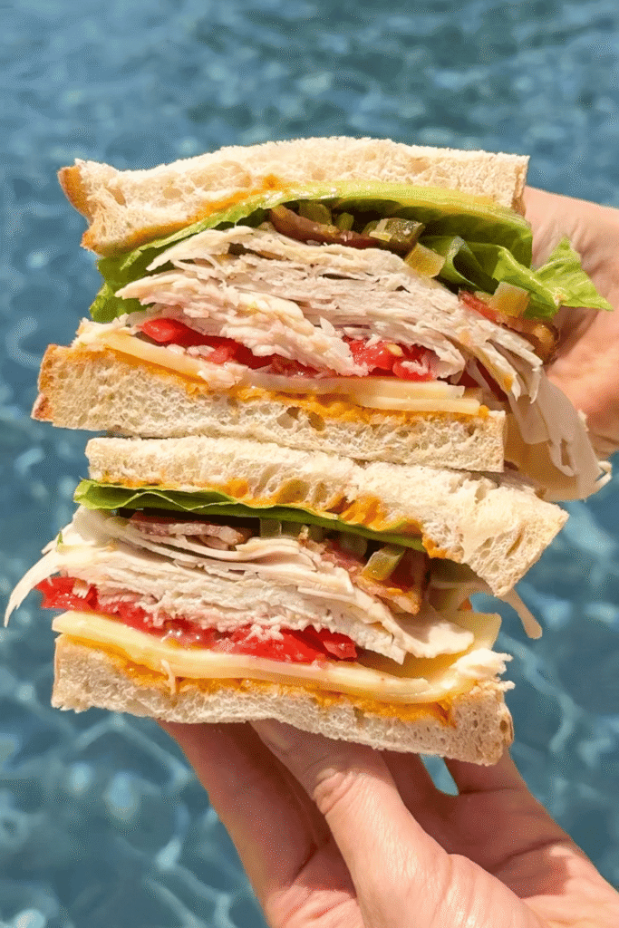 poolside turkey club sandwich