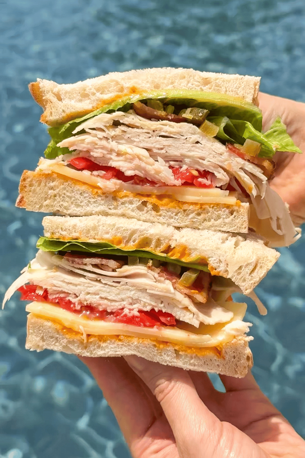 poolside turkey club sandwich