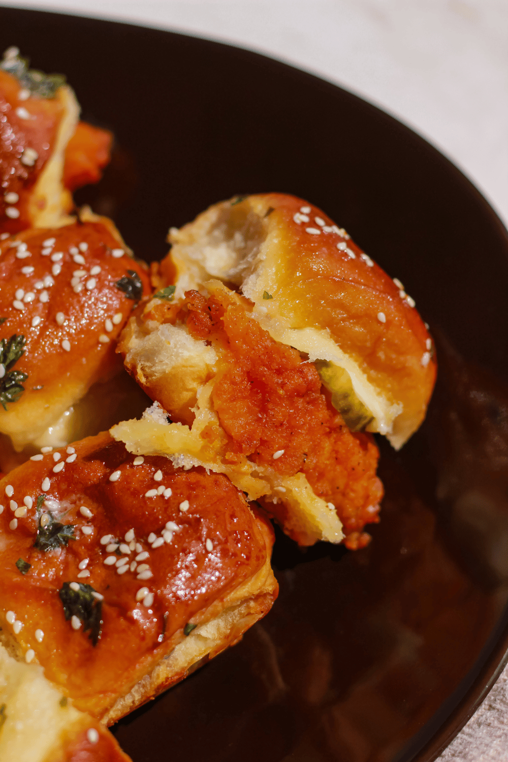 buffalo chicken pull-apart sandwiches