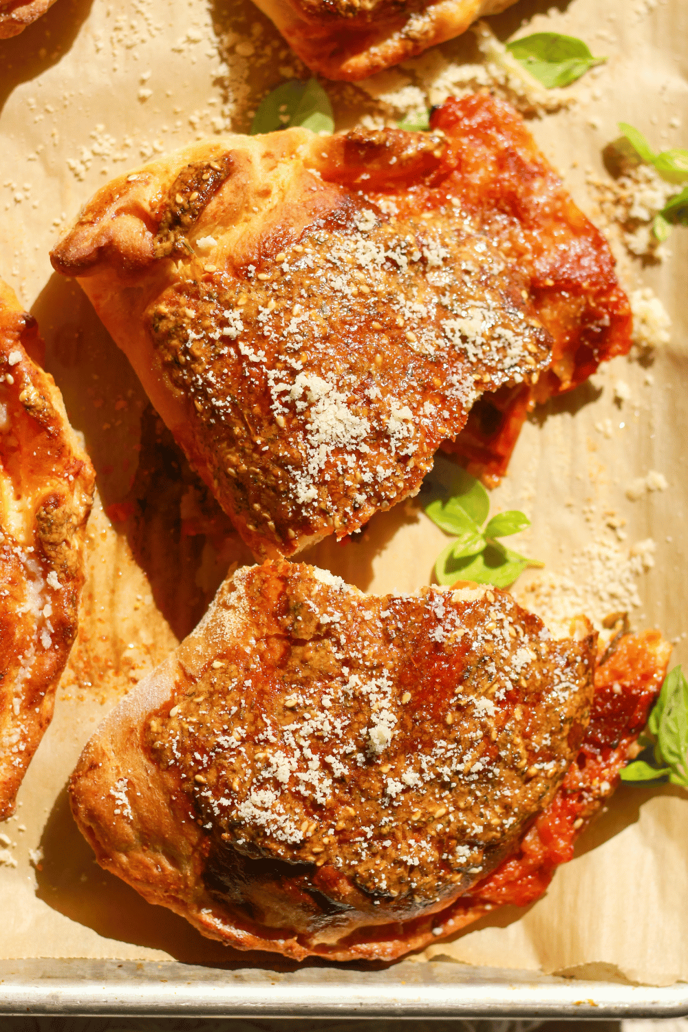 cheesy pepperoni calzones