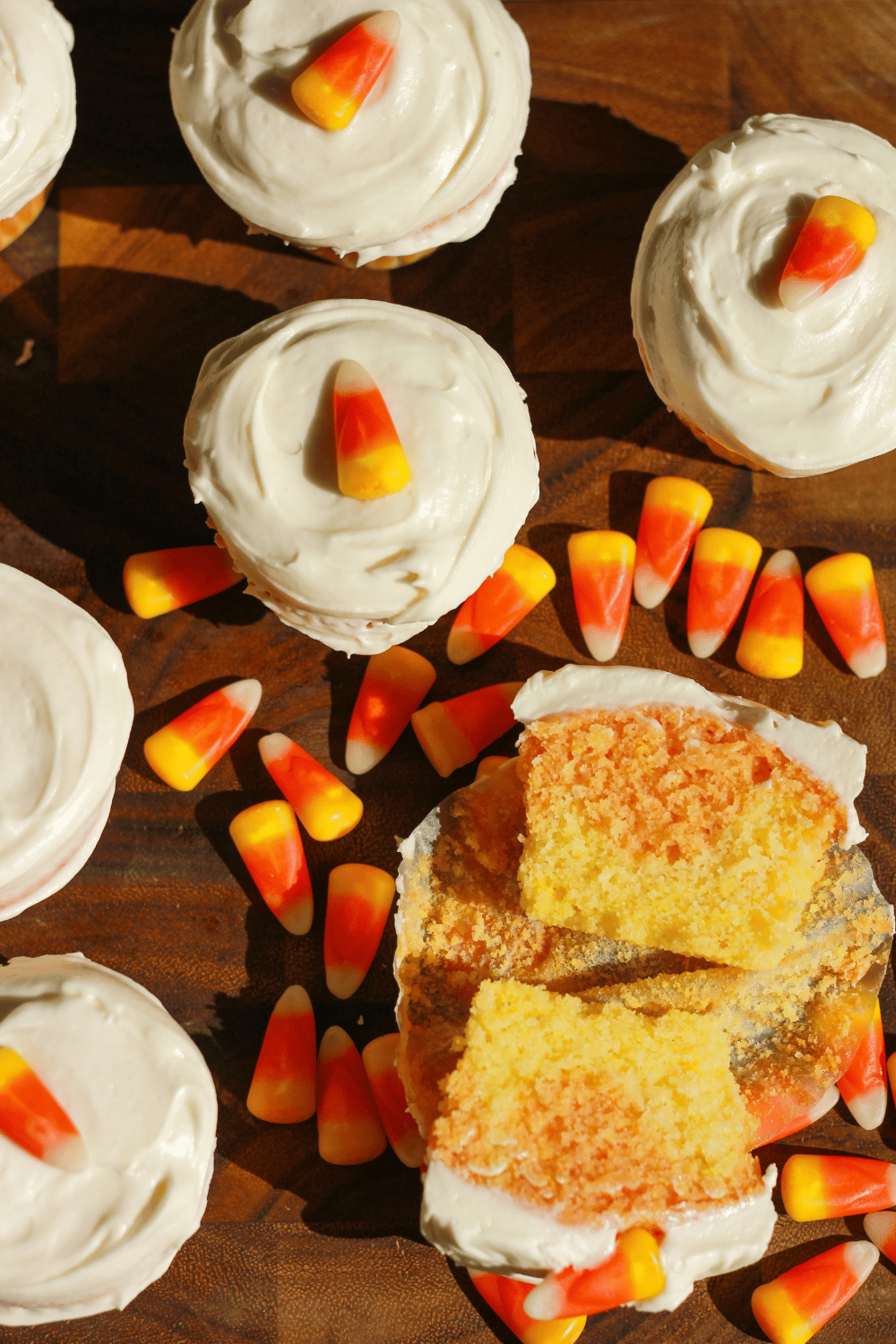 candy corn cupcakes